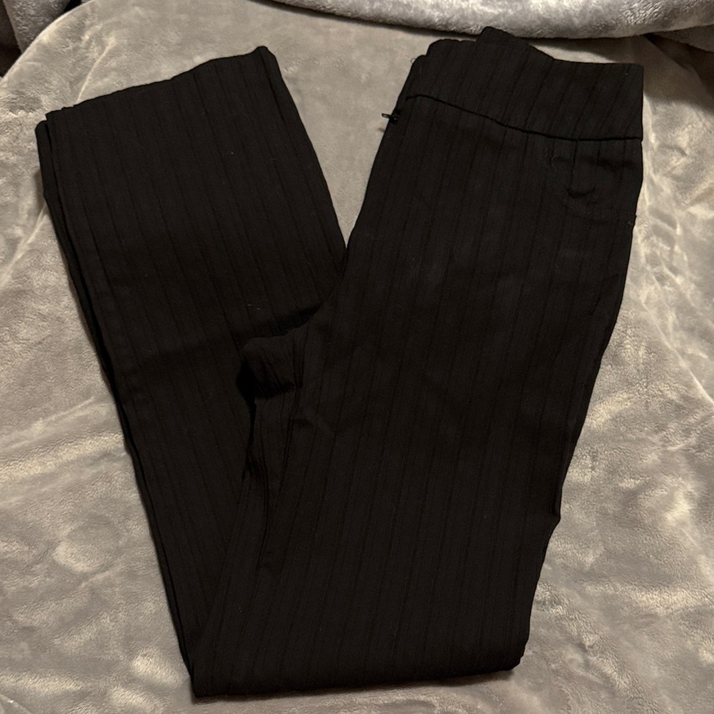 Ribbed Black Straight Leg Trousers